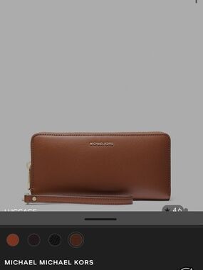 Michael Kors Brown Leather Wristlet Clutch